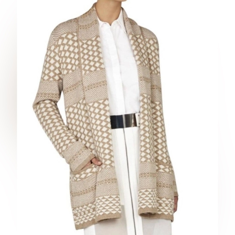 NWOT BCBGMAXAZRIA SHADIA TEXTURED JACQUARD SWEATER COAT IVI4G886/1B3 SIZE M/L